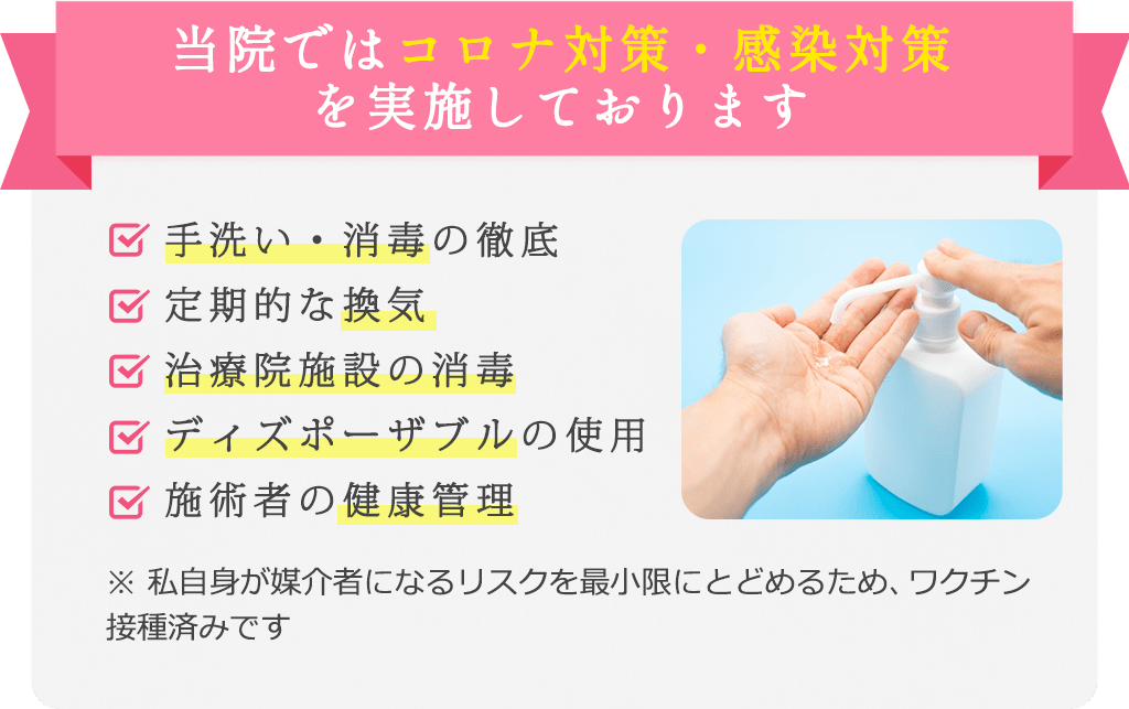 当院ではコロナ対策・感染対策を実施しております